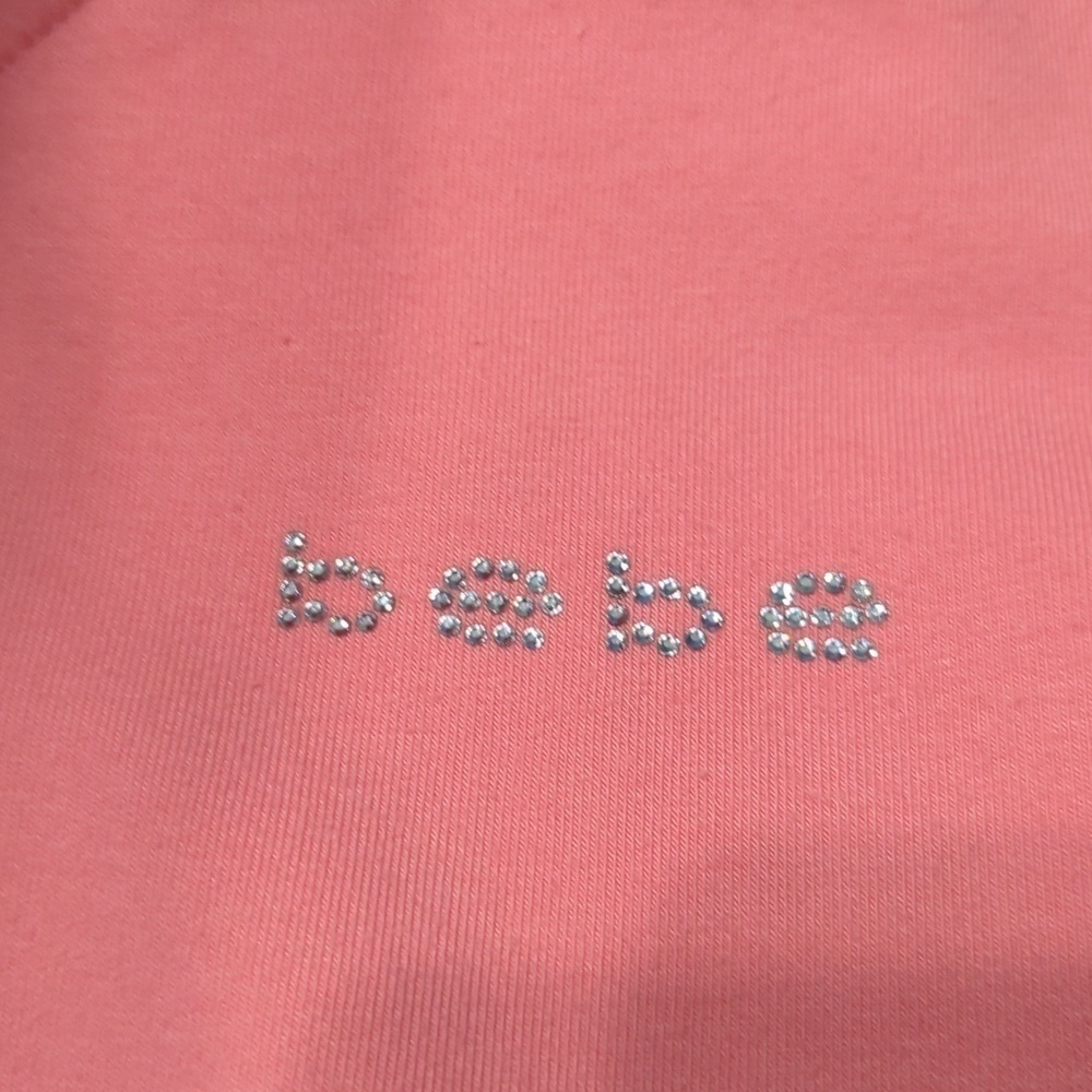 Bebe Womens Sweatshirt Vintage Y2K 90s Full Zip‎ Rhinestone Logo Pink Medium - Picture 4 of 16
